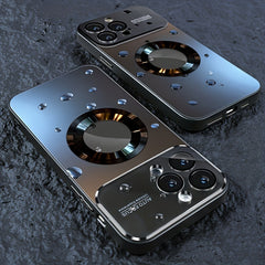 Capa de luxo de vidro para iPhone 11/12/13/14/15 Pro Max Plus compatível com MagSafe - Pronta para carregamento sem fio, capa rígida de PC à prova de choque (Proteção contra quedas de 201,17 cm)