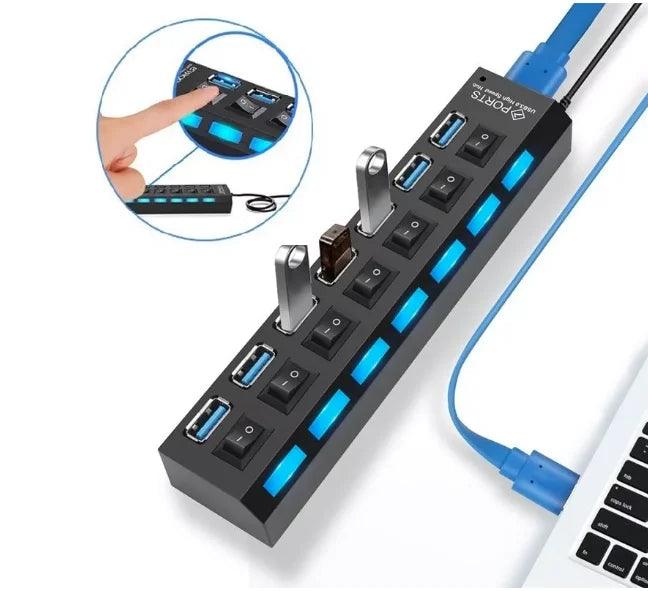 Extensão Hub Régua Usb 2.0 - 7 Portas Pc Hd Externo Pendrive - Nossa Compra