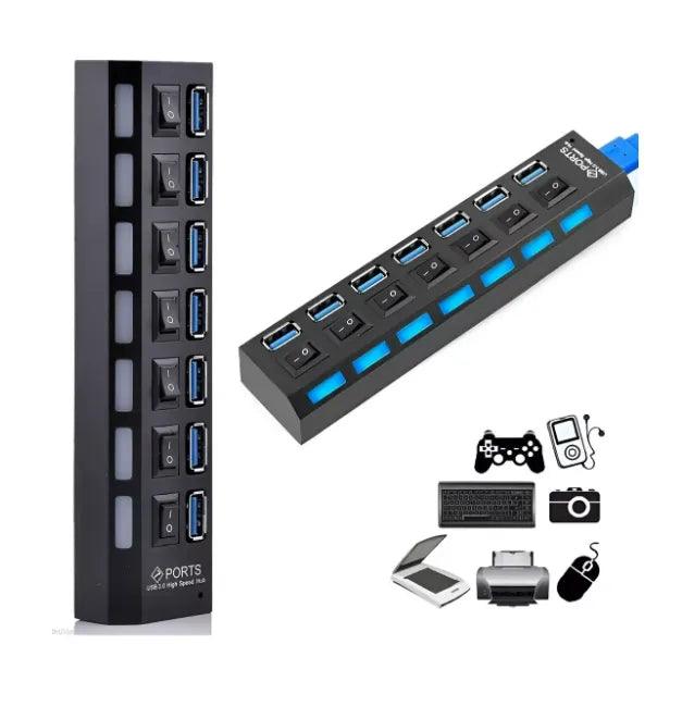 Extensão Hub Régua Usb 2.0 - 7 Portas Pc Hd Externo Pendrive - Nossa Compra