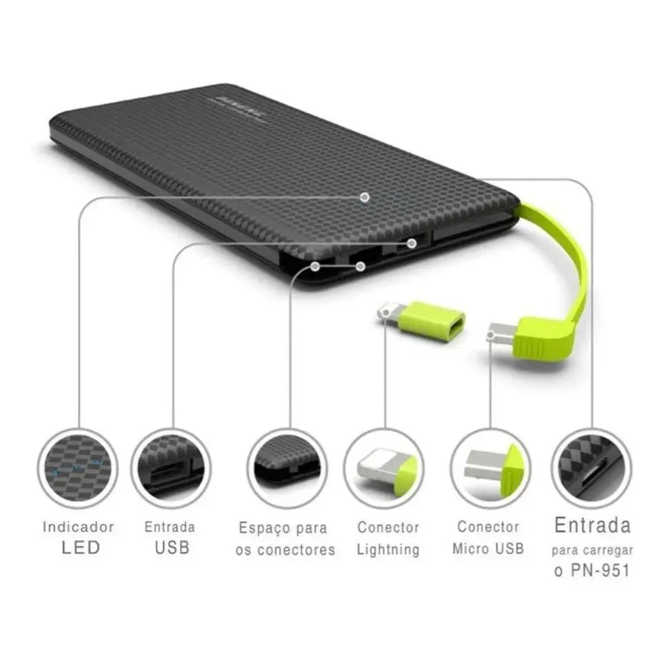 Carregador Portátil Pineng Power Bank 10.000mah IPhone - Nossa Compra