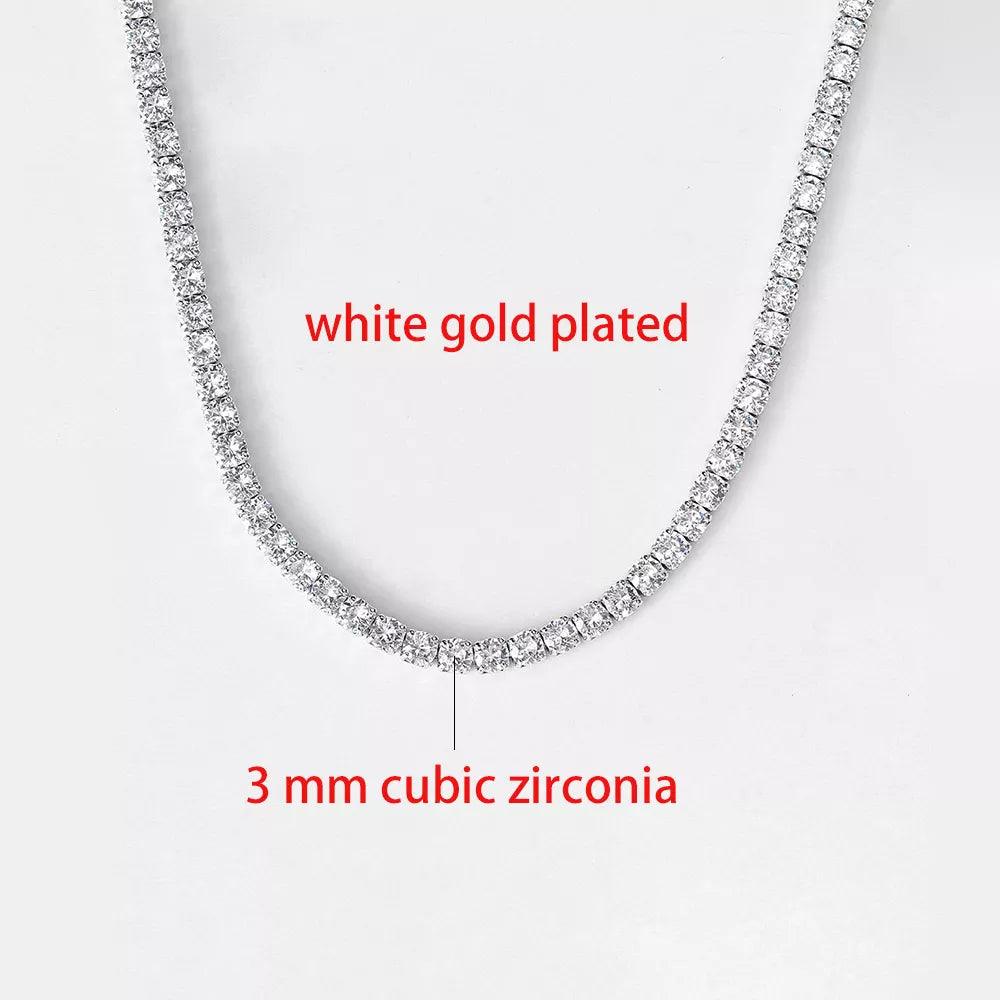 Gargantilha sexy gelada para fora, colar com corrente de tênis para mulheres, luxo, zircônia cúbica, cristal, curto - Nossa Compra