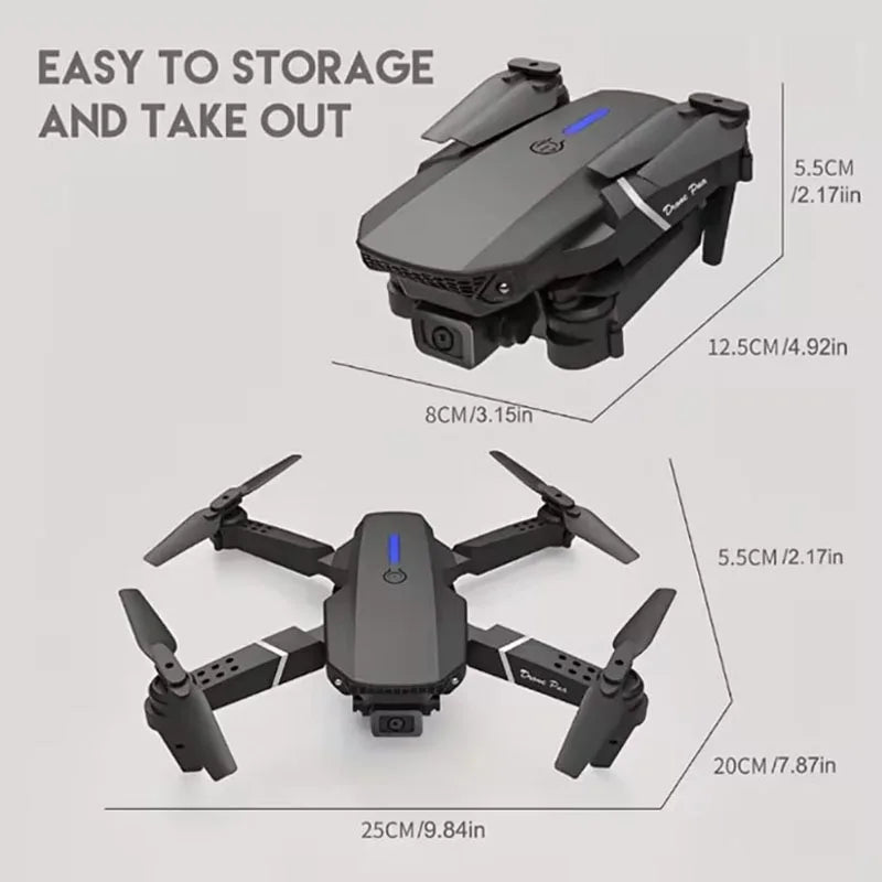 Drone Dual HD Câmera Drone, Helicóptero RC, FPV, Avental de altura, E88Pro, 4K, 1080P, Grande angular, WiFi, Novo, Vender