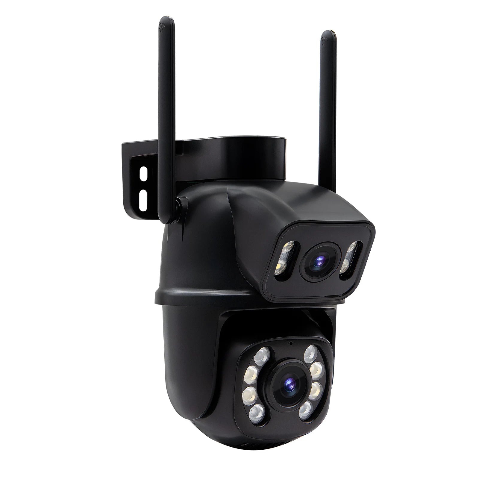 Câmera de vigilância Icsee preta Wi-Fi, monitor de câmera de segurança 4K Ultra HD, câmera de segurança Wi-Fi à prova d'água