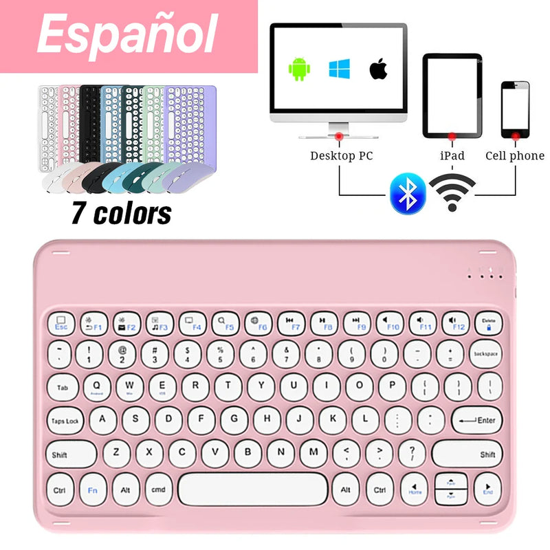 Português Teclado Bluetooth E Mouse Para iOS Android Sistema Windows Recarregáveis Portátil Tablet Teclado Para iPad MatePad Celular - Nossa Compra