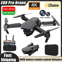 Drone Dual HD Câmera Drone, Helicóptero RC, FPV, Avental de altura, E88Pro, 4K, 1080P, Grande angular, WiFi, Novo, Vender