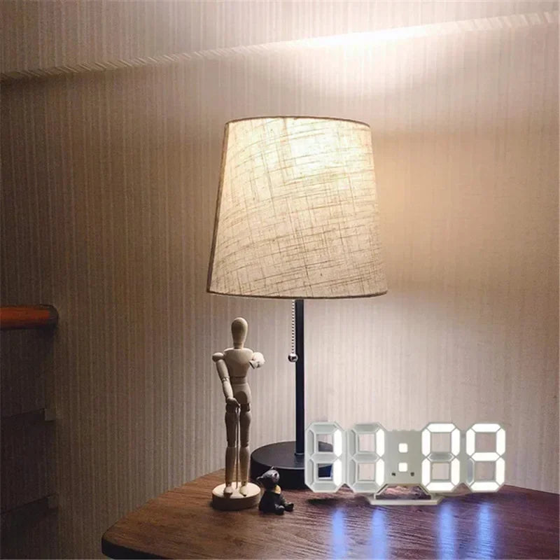 Relógio de parede 3D LED Digital Relógio Brilho Modo Noturno Ajustável Decoração Eletrônica Relógios Home Garden