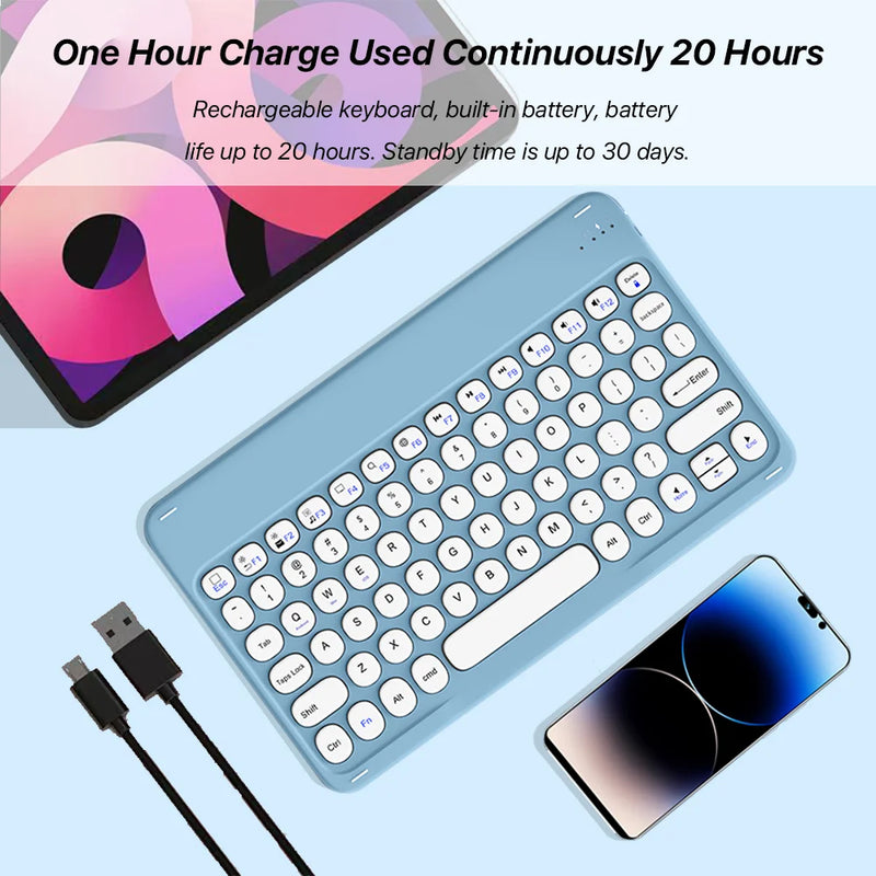 Português Teclado Bluetooth E Mouse Para iOS Android Sistema Windows Recarregáveis Portátil Tablet Teclado Para iPad MatePad Celular - Nossa Compra