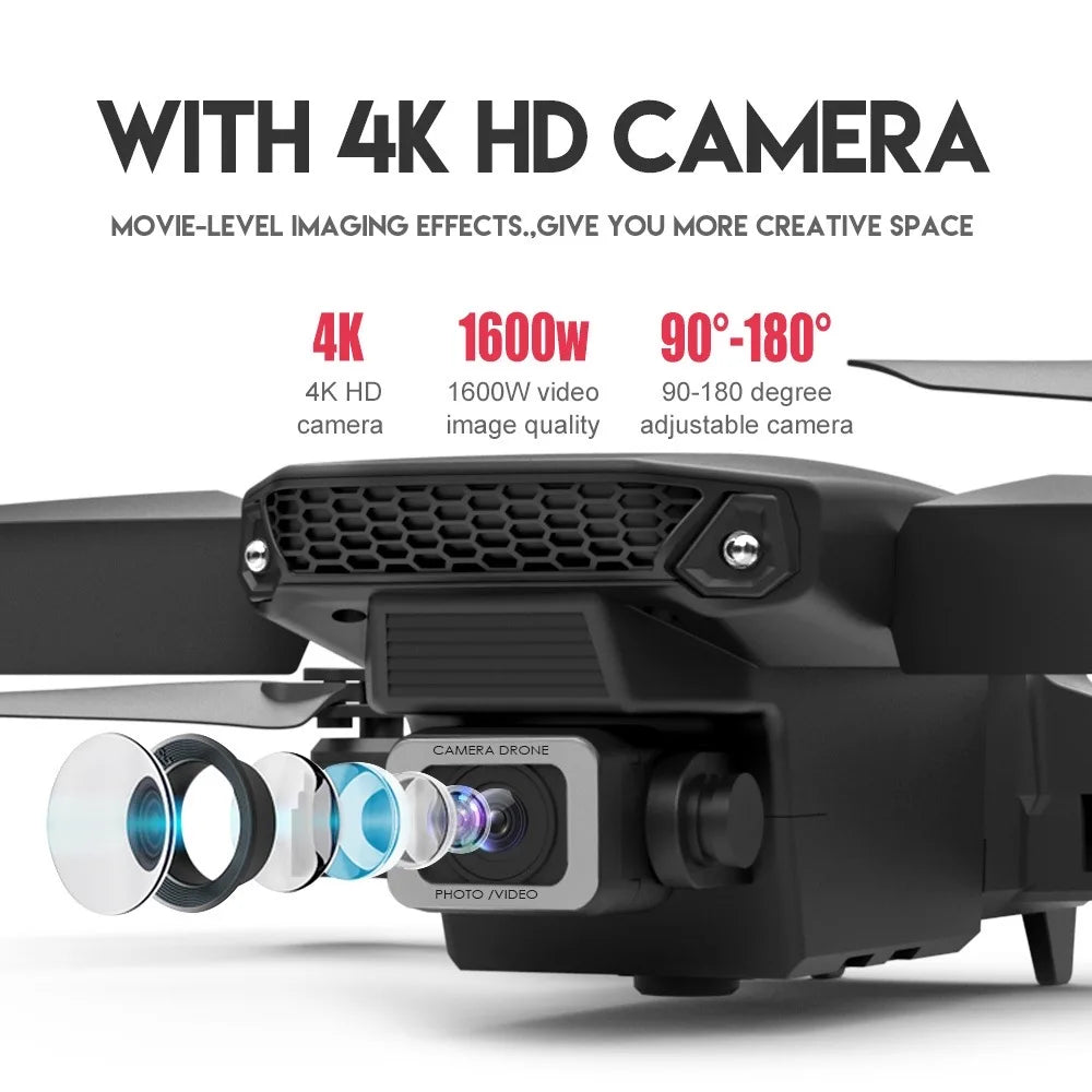 Drone Dual HD Câmera Drone, Helicóptero RC, FPV, Avental de altura, E88Pro, 4K, 1080P, Grande angular, WiFi, Novo, Vender