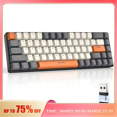 Teclado mecânico sem fio Bluetooth Dual Mode Hot-Swappable Mini 68-chave interruptor vermelho para PC PS4 Xbox iPhone iPad
