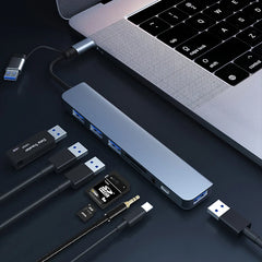 Adaptador USB tipo C para USB OTG para Macbook Pro, 8 em 2, USB 3.0, transmissão de alta velocidade, Dock Station, 5Gbps, 8 em 2 - Nossa Compra