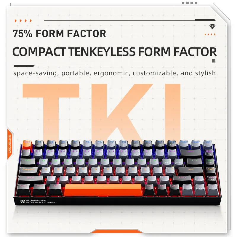 Machenike K500A-B84 Teclado Mecânico 75% TKL 84 Teclas Para PC Gamers Laptop