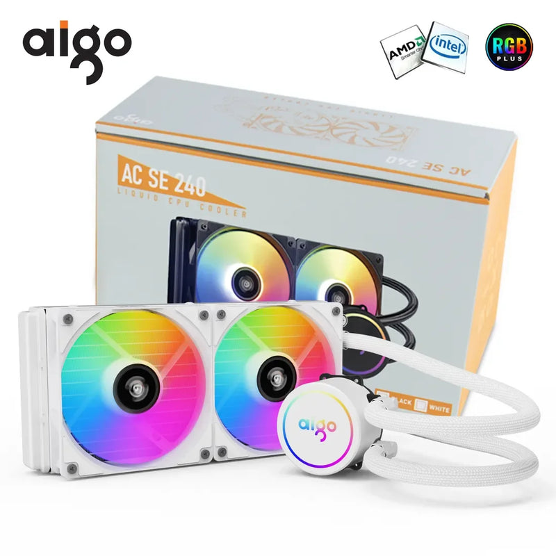 Aigo acse refrigerador de cpu de refrigeração de água 120 240 mm rgb ventilador líquido dissipador de calor integrado radiador lga 2066/2011/1151/1155/am3 +/am4 amd