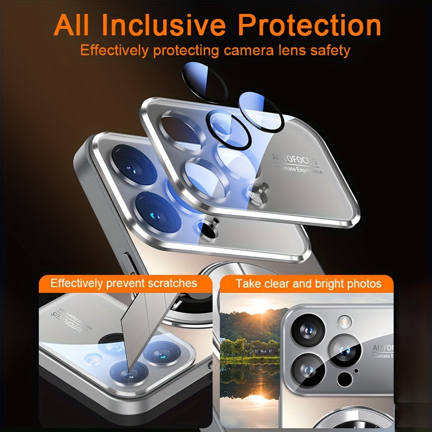Capa de luxo de vidro para iPhone 11/12/13/14/15 Pro Max Plus compatível com MagSafe - Pronta para carregamento sem fio, capa rígida de PC à prova de choque (Proteção contra quedas de 201,17 cm)